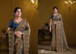 Teal Blue Pure Georgette Saree with Zari Organza Silk & Khatli Work-Design 25003
