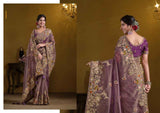 Purple Pure Banarasi Crush Saree with Exquisite Khatli & Sequence Work-Design 25010