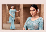 Ethereal Elegance Gradient Satin Silk Saree in Serene Blue