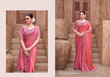 Blush Elegance Gradient Satin Silk Saree – Rosewood Red