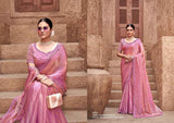 Blush Rose Elegance - Gradient Satin Silk Saree