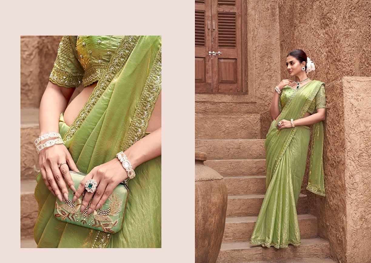 Regal Olive Gold Gradient Satin Silk Saree – Timeless Elegance