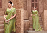 Regal Olive Gold Gradient Satin Silk Saree – Timeless Elegance