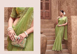 Regal Olive Gold Gradient Satin Silk Saree – Timeless Elegance