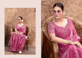 Royal Wine Elegant Satin Silk Saree