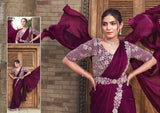 Wine Satin Silk Sarees