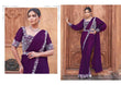Purple Designer Satin Silk Saree with Embroidery
