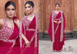 Elegant Red Two-Tone Satin Silk Saree with Dual Sequin Work