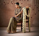 Regal Antique Gold & Purple Tissue Dola Silk Saree
