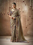 Regal Antique Gold & Purple Tissue Dola Silk Saree