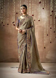 Regal Antique Gold & Purple Tissue Dola Silk Saree