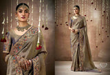 Regal Antique Gold & Purple Tissue Dola Silk Saree