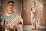 Graceful Blush Pink Tissue Dola Silk Saree