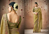 Royal Olive Green Tissue Dola Silk Saree