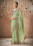 Ethereal Pistachio Green Tissue Dola Silk Saree