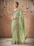 Ethereal Pistachio Green Tissue Dola Silk Saree