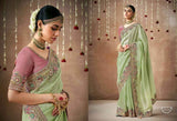 Ethereal Pistachio Green Tissue Dola Silk Saree