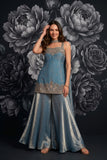 Dusty Blue Designer Embroidered Palazzo Set