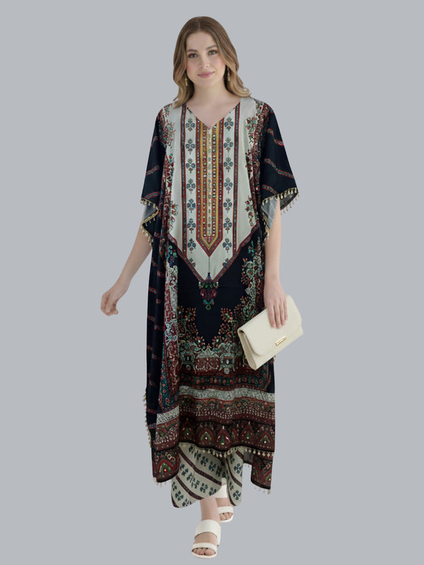 Elegant Black Designer Kaftan Suit Set