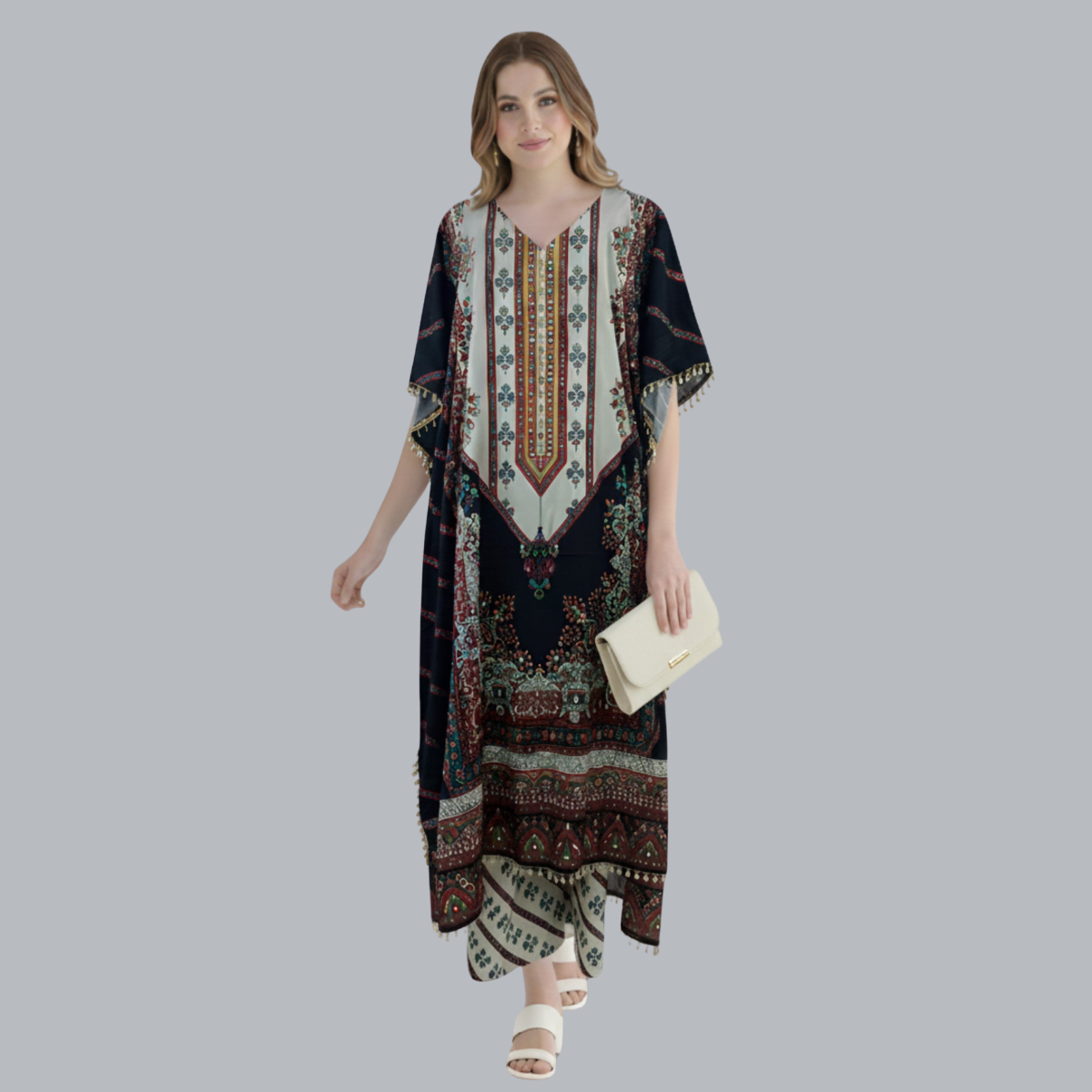 Elegant Black Designer Kaftan Suit Set