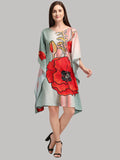 Sage Green Women’s Kaftan Dress with Floral Print