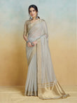 Elegant Khadi Silk Saree with Golden Zari Border