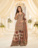 Cream Printed Premium Natural Crepe Silk Palazzo Set