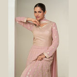 Pastel Pink Georgette Anarkali Gown with Dupatta