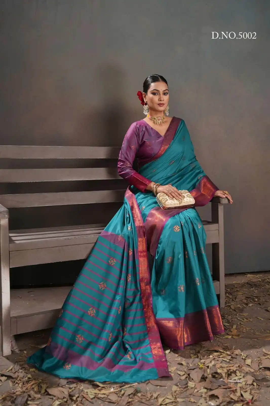 Teal & Magenta Soft Banarasi Silk Saree with Chit Pallu
