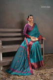 Teal & Magenta Soft Banarasi Silk Saree with Chit Pallu