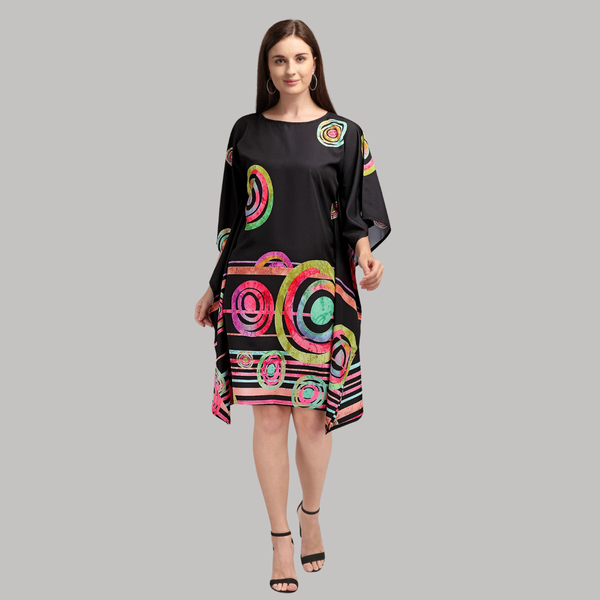 Black Multicolor Modern Kaftan Dress for Women
