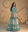 Sea Green Embroidered Georgette Anarkali Gown with Net Dupatta

