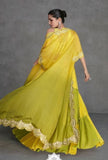 Yellow-Green Ombre Designer Lehenga in Organza Silk Georgette

