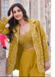 Sunshine Yellow Premium Silk Embroidered Co-ord Set for Women