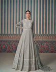 Dusty Grey Embroidered Chikankari Anarkali Gown with Dupatta