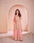 Blush Pink Embroidered Palazzo Set in Real Georgette