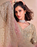 Olive Pink Embroidered Palazzo Suit in Real Georgette
