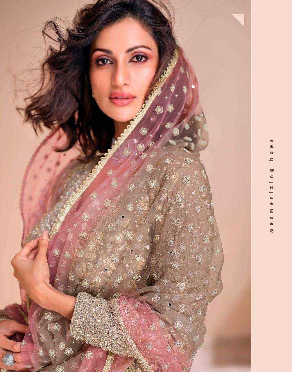 Olive Pink Embroidered Palazzo Suit in Real Georgette