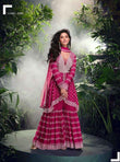 Rani Pink Embroidered Mirror Work Plazzo Set in Chinon Silk