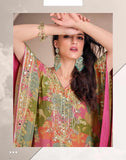 Multicolour Designer Kaftan with Pink Tulip Pants Set