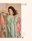 Mint Green Designer Kaftan with Tulip Pants & Mirror Work