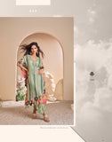 Mint Green Designer Kaftan with Tulip Pants & Mirror Work