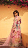 Pastel Pink Floral Anarkali Gown with Mirror Embroidery