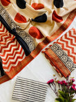 Rust Orange and Cream Maheshwari Unstitched Dress Material