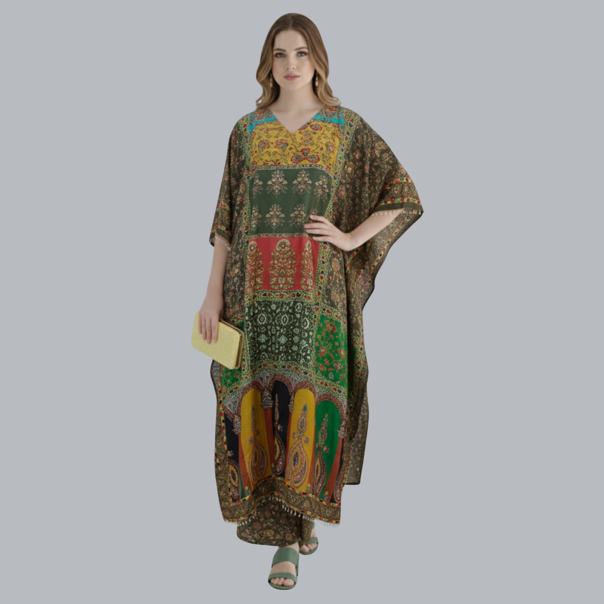 Elegant Multicolor Designer Kaftan Suit Set