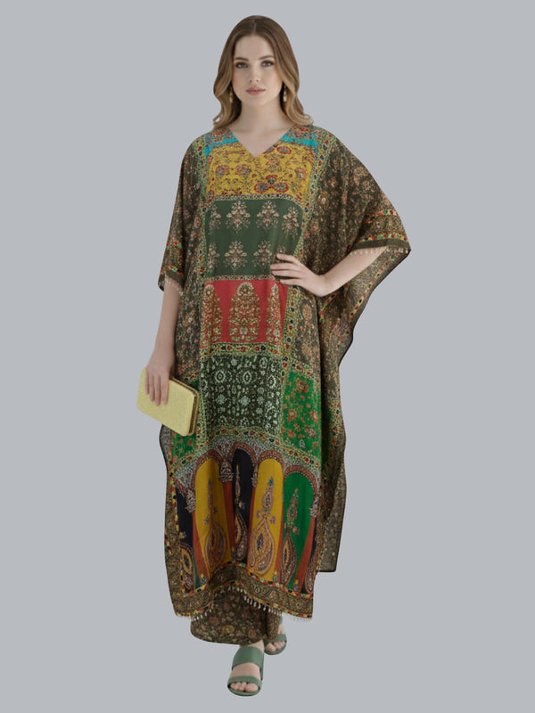 Elegant Multicolor Designer Kaftan Suit Set