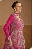 Majestic Fuchsia Pink Embroidered Chinon Anarkali Gown