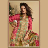 Pink & Green Premium Crepe Silk Digital Printed Co-ord Set