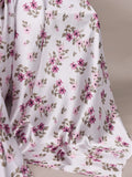 White Floral Printed Satin Silk Saree
