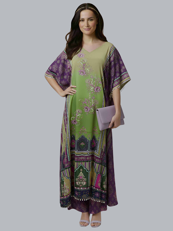 Elegant Olive Green Designer Kaftan Suit Set